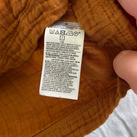 Old Navy Burnt Orange Crinkle Gauze Cropped Blouse - Picture 3 of 5